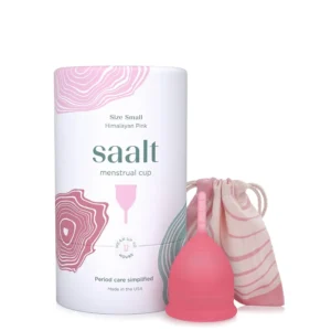 A Himalayan Pink Saalt Menstrual Cup made of soft, flexible, medical-grade silicone offers comfortable, reusable, and reliable period protection for up to 12 hours, saving you money and reducing waste.