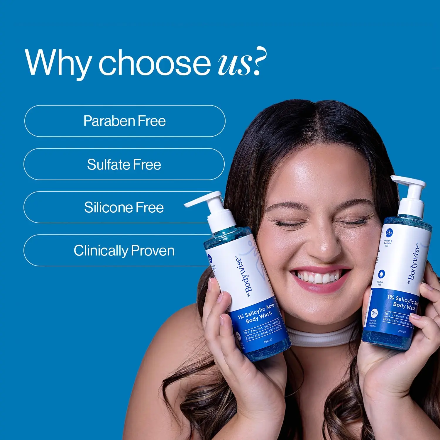 Be Bodywise Salicylic Acid Body Wash helps clear body acne, reduce strawberry skin and keratosis pilaris, leaving skin smoother and clearer.