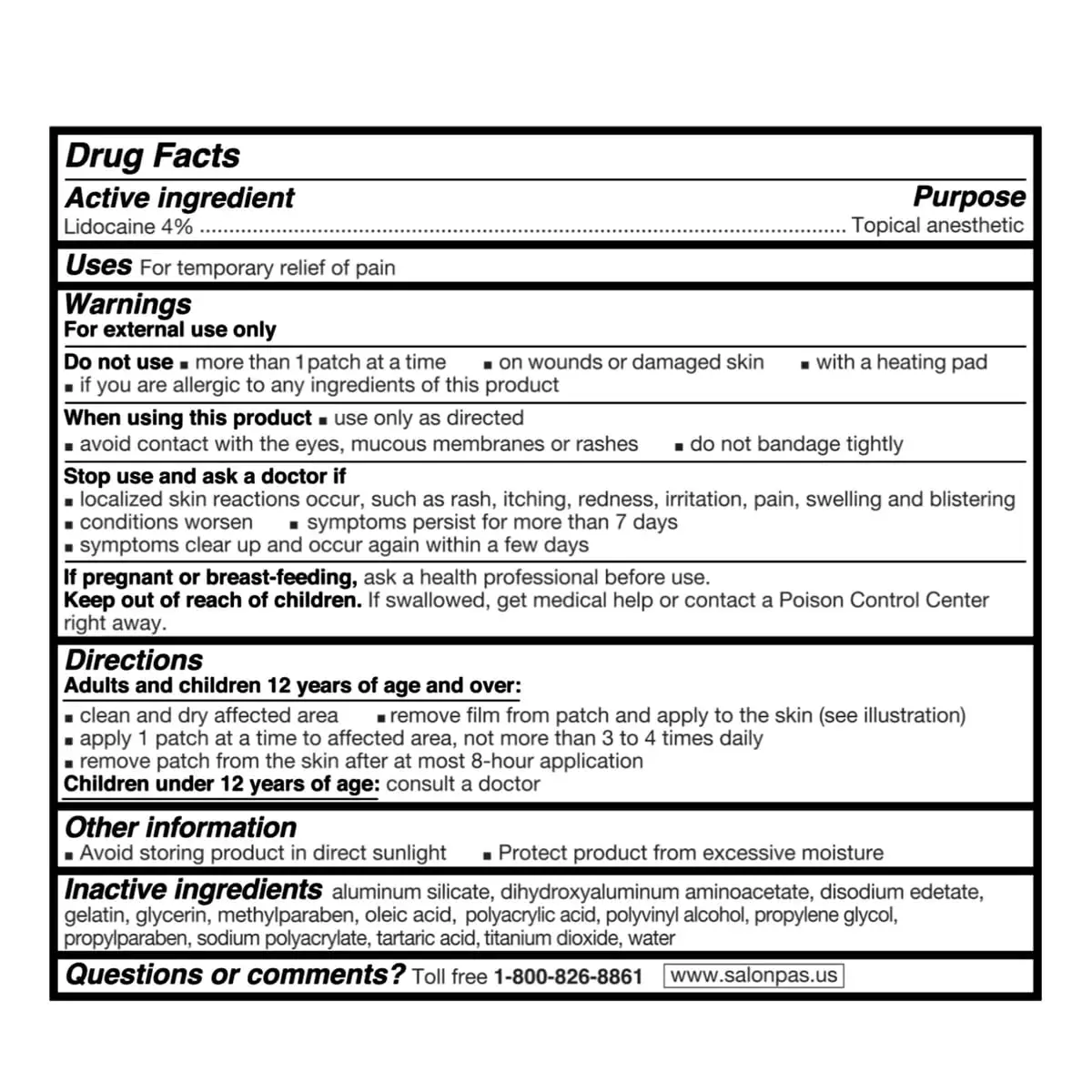 Image of Salonpas Lidocaine Pain Relieving Gel Patches, offering maximum strength pain relief in a 15-count pack.