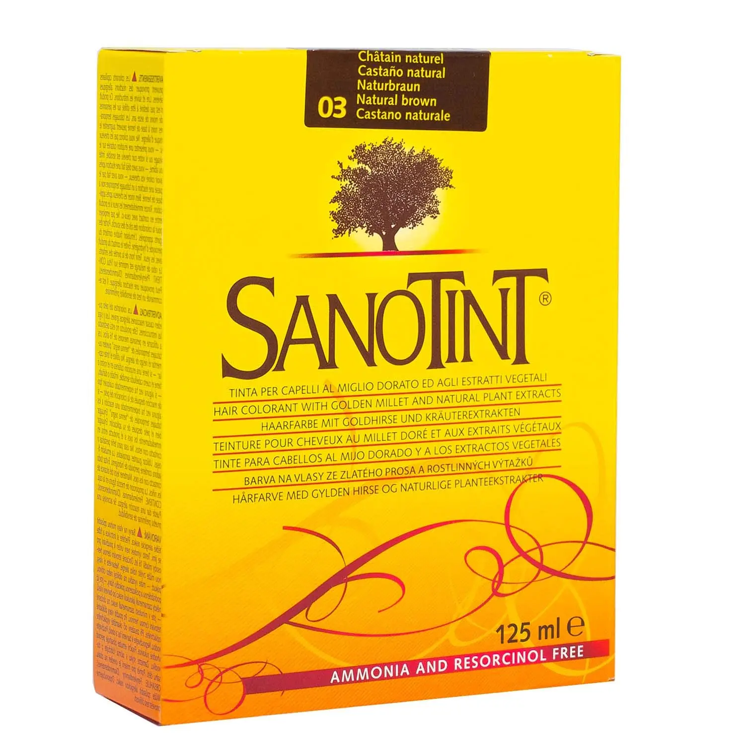 Sanotint Classic Natural Brown hair dye provides gentle, permanent color with birch extract to strengthen hair and soothe the scalp.