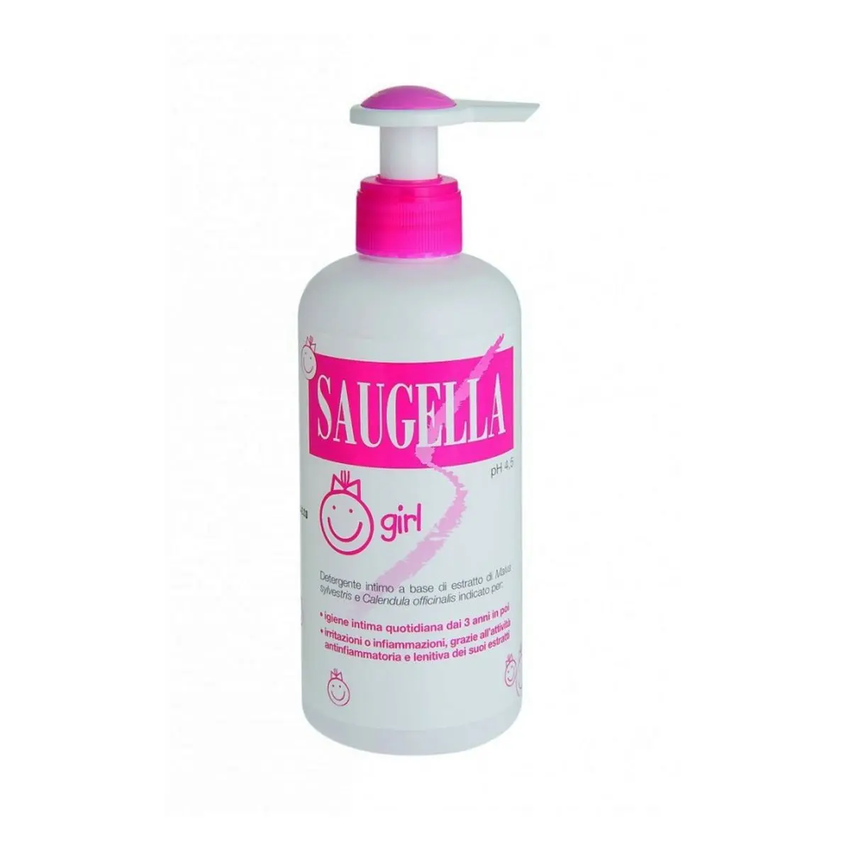 This is a gentle Saugella Girl 200ml cleansing emulsion, designed for cleaning and soothing irritated and chapped skin.