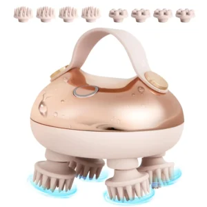 This is a rechargeable arboleaf scalp massager with eight removable massage claws, perfect for head stress relief and relaxation, also suitable for cats.