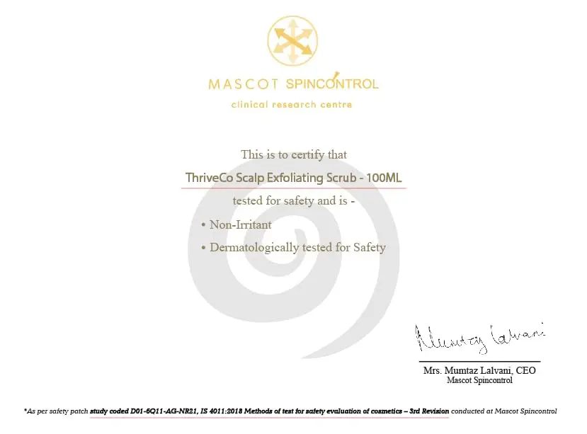 ThriveCo exfoliating scalp scrub with AHA BHA PHA removes dandruff, buildup, and excess sebum for a cleaner, healthier scalp.