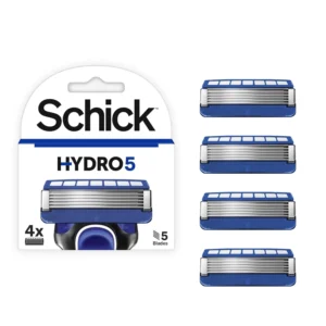 Schick Hydro 5 razor blade refills with lubricating gel provide skin protection and a close, comfortable shave.