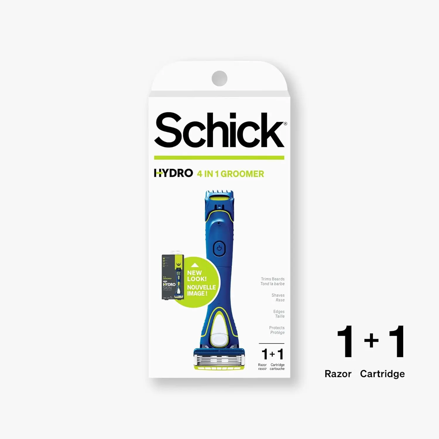 The Schick Hydro 5 Groomer is a versatile men's styling razor for shaving, trimming, and edging with five blades, hydrating gel, and adjustable trimmer combs.