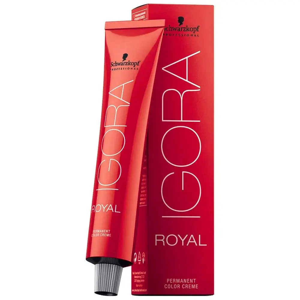 A tube of Schwarzkopf Igora Royal permanent hair color creme in shade 4-6, medium brown chocolate, weighing 60 grams.