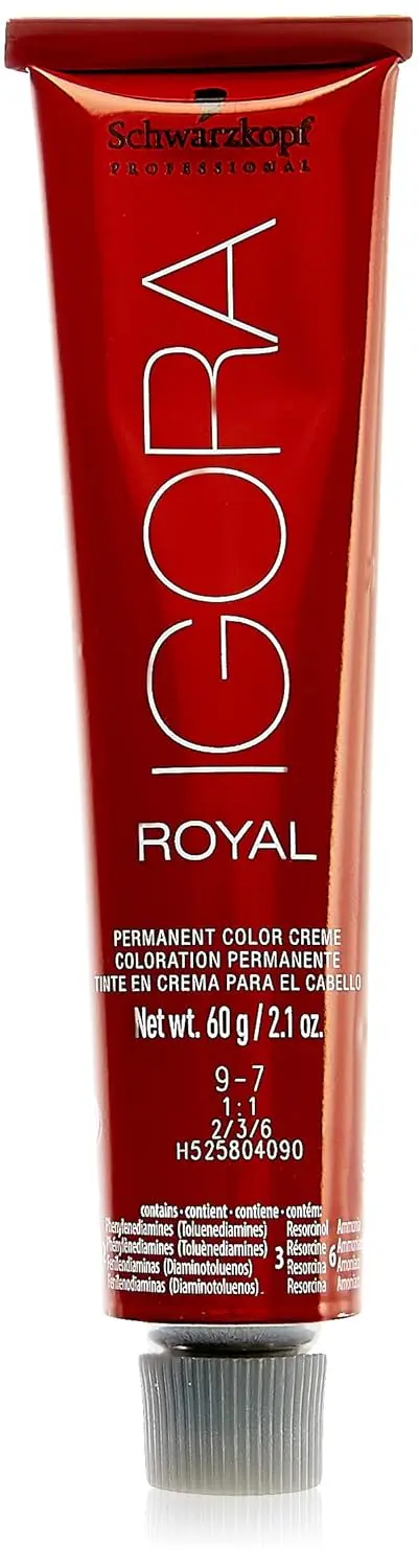 A tube of Schwarzkopf Igora Royal permanent hair color creme in shade 4-6, medium brown chocolate, weighing 60 grams.