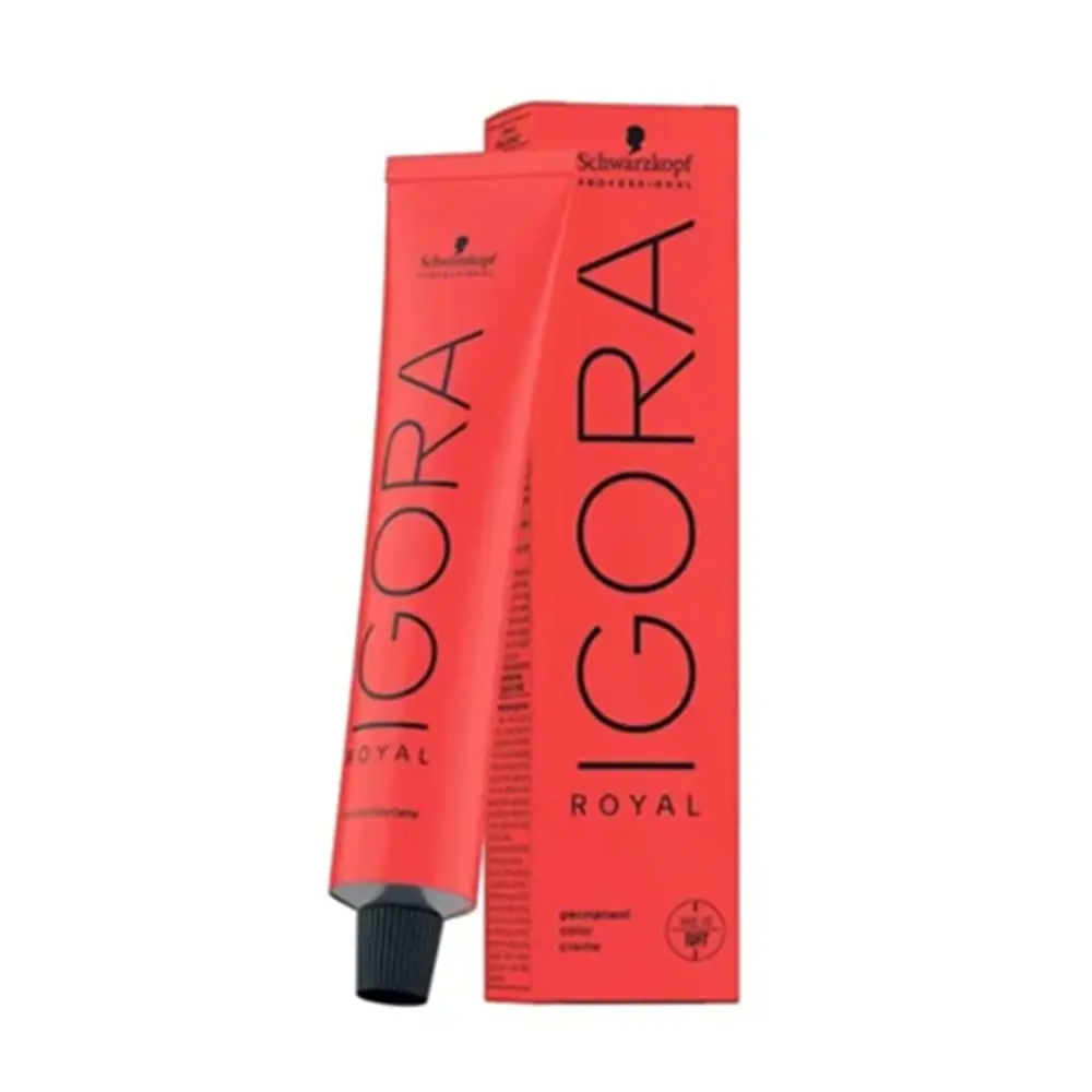 A tube of Schwarzkopf Igora Royal permanent hair color creme in shade 4-6, medium brown chocolate, weighing 60 grams.