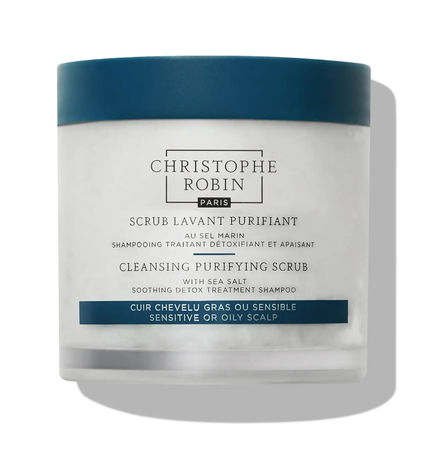 Christophe Robin sea salt scalp scrub detoxifies, soothes itchy scalps, removes buildup, and gently exfoliates.