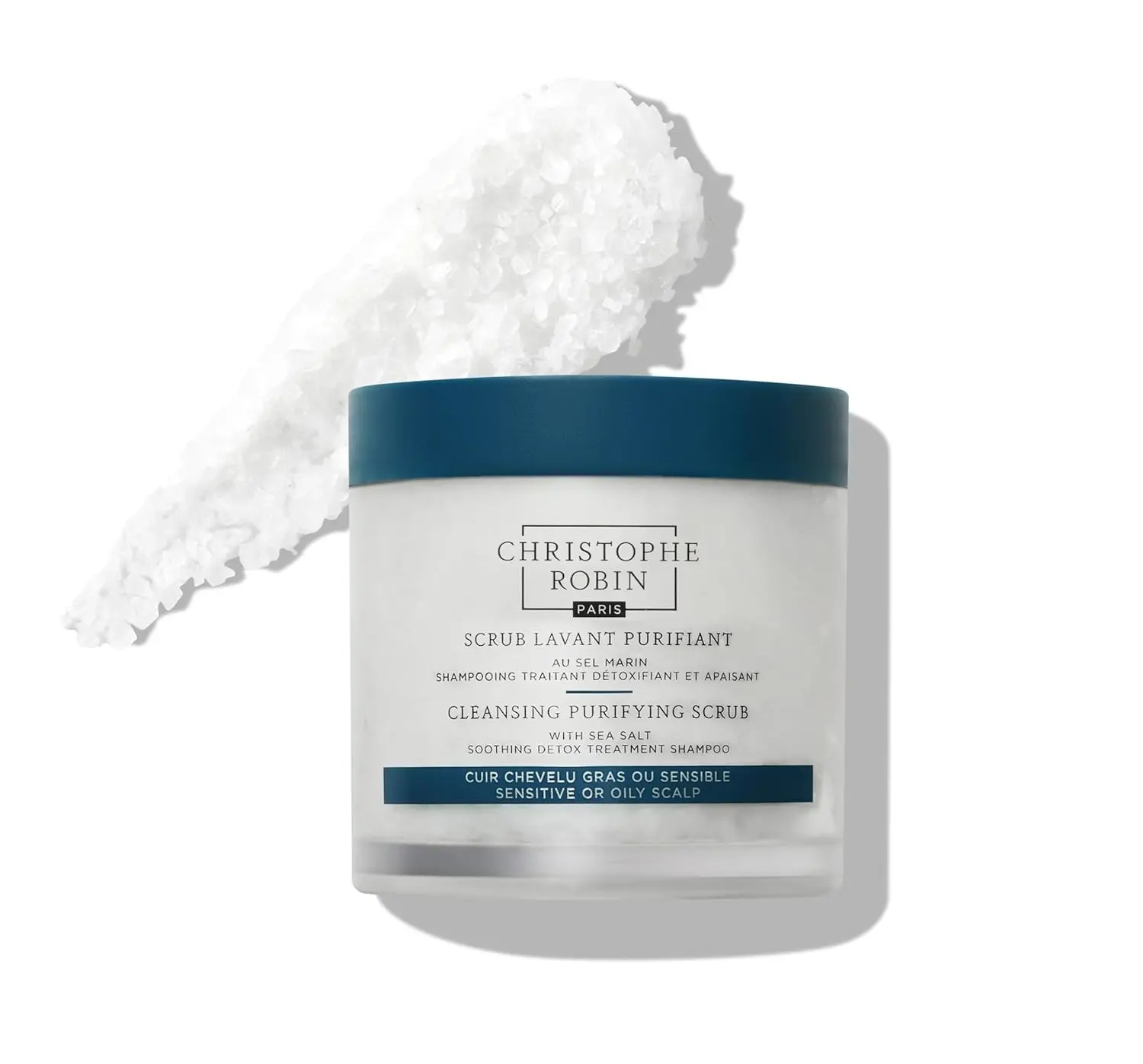 Christophe Robin sea salt scalp scrub detoxifies, soothes itchy scalps, removes buildup, and gently exfoliates.