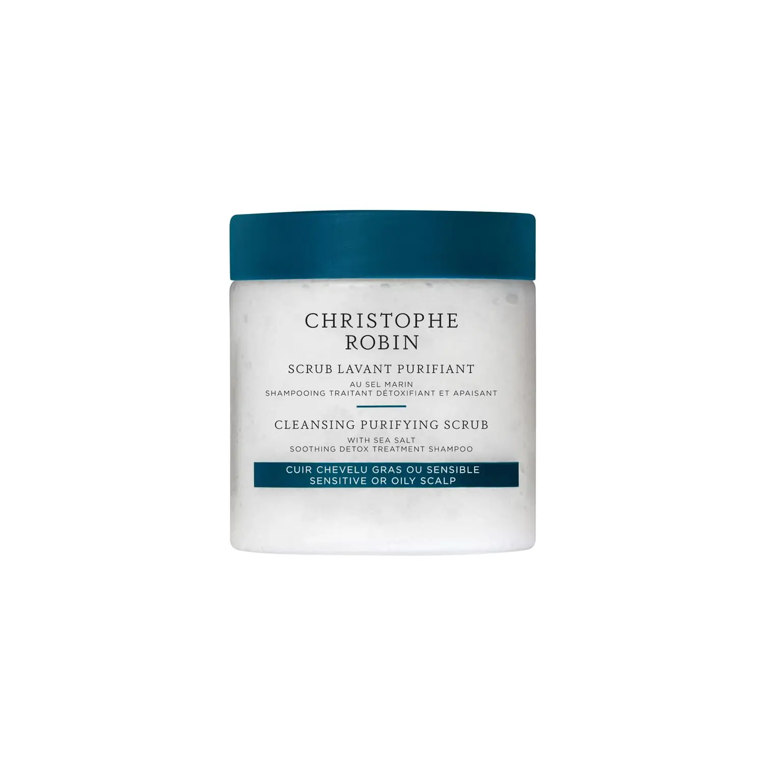 Christophe Robin sea salt scalp scrub detoxifies, soothes itchy scalps, removes buildup, and gently exfoliates.