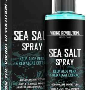 Viking Revolution sea salt spray for men lifts hair, adds volume, and creates a textured beach hair look.