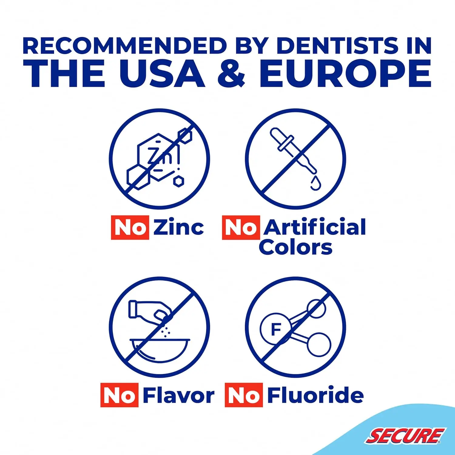 Secure waterproof denture adhesive provides a strong, long-lasting, taste-free hold for upper, lower, or partial dentures, ensuring no slipping or sliding for up to 12 hours.