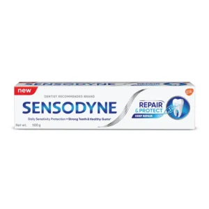 Sensodyne Repair & Protect toothpaste provides sensitivity protection and helps repair sensitive areas with twice daily brushing, visible results in four weeks.
