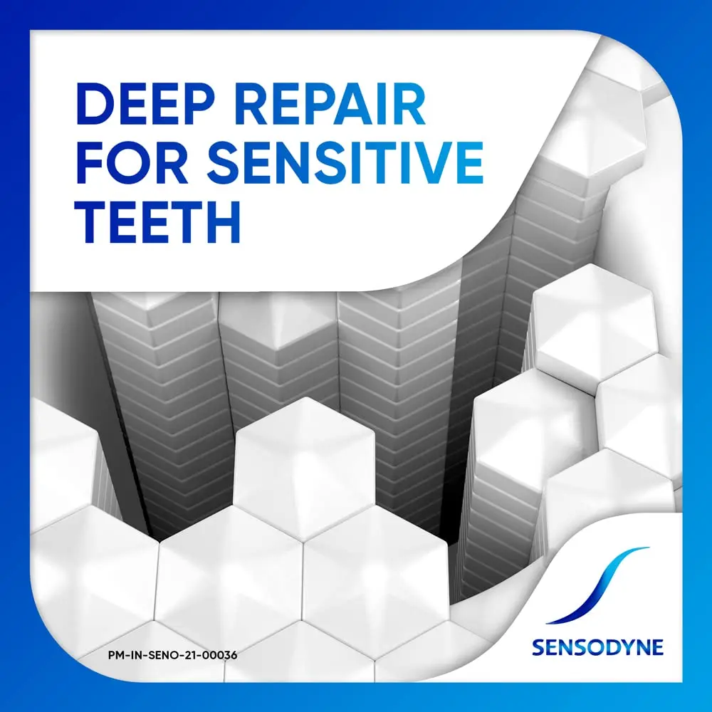 Sensodyne Repair & Protect toothpaste provides sensitivity protection and helps repair sensitive areas with twice daily brushing, visible results in four weeks.