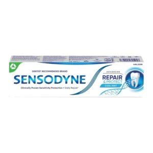 A 75 ml tube of Sensodyne Advanced Repair & Protect Cool Mint toothpaste provides relief from sensitivity.