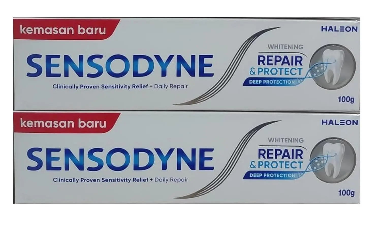 Two tubes of Sensodyne Extra Whitening toothpaste, the #1 dentist-recommended brand, provide 24/7 protection against tooth sensitivity and help remove stains for a brighter smile with twice-daily brushing.
