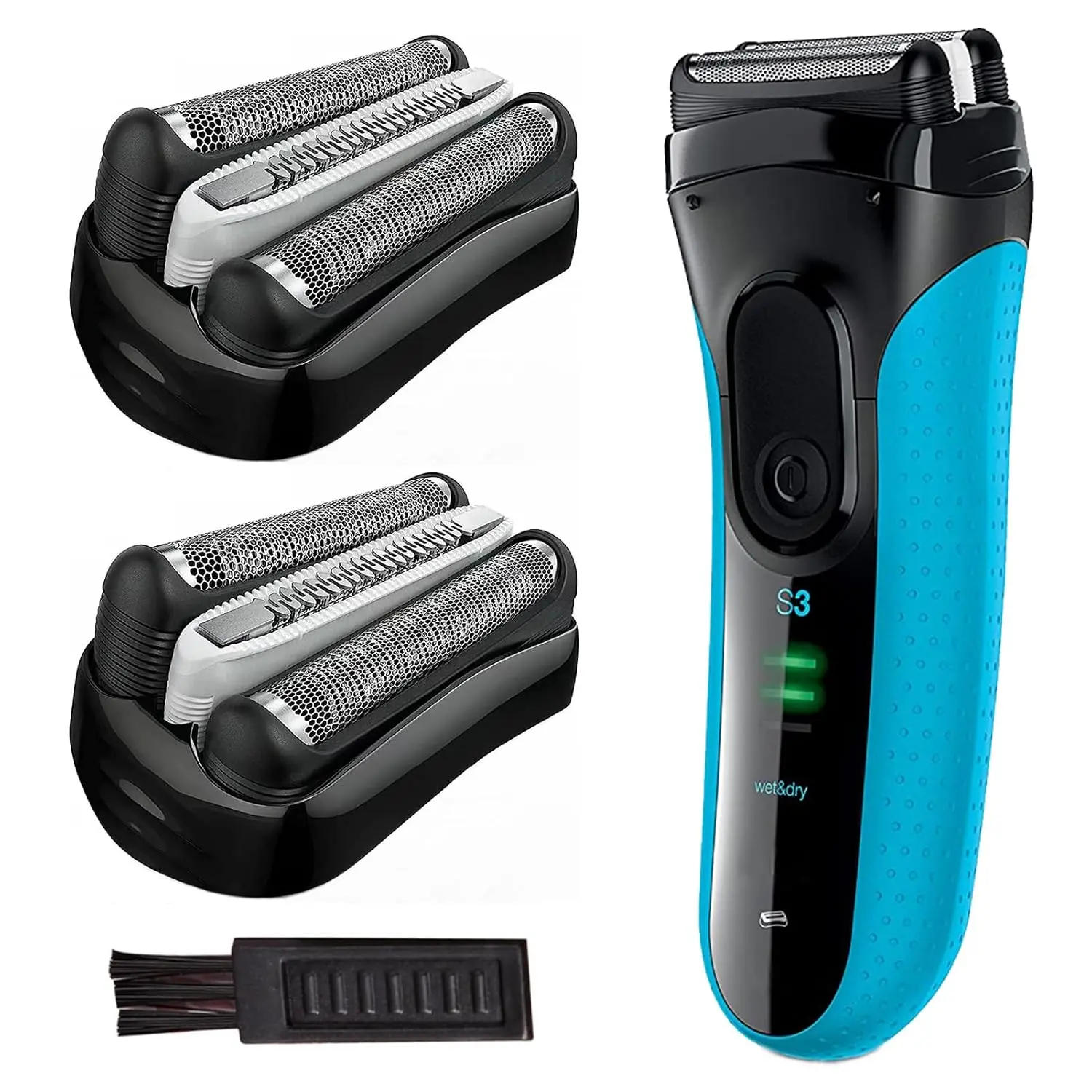 This is a Series 3 32B replacement head compatible with Braun ProSkin electric shavers like the 3040s and 310s, featuring independently floating shaving elements and a precise tooth comb for a comfortable and close wet or dry shave.