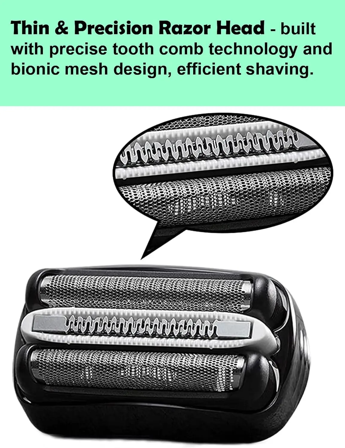 This is a Series 3 32B replacement head compatible with Braun ProSkin electric shavers like the 3040s and 310s, featuring independently floating shaving elements and a precise tooth comb for a comfortable and close wet or dry shave.