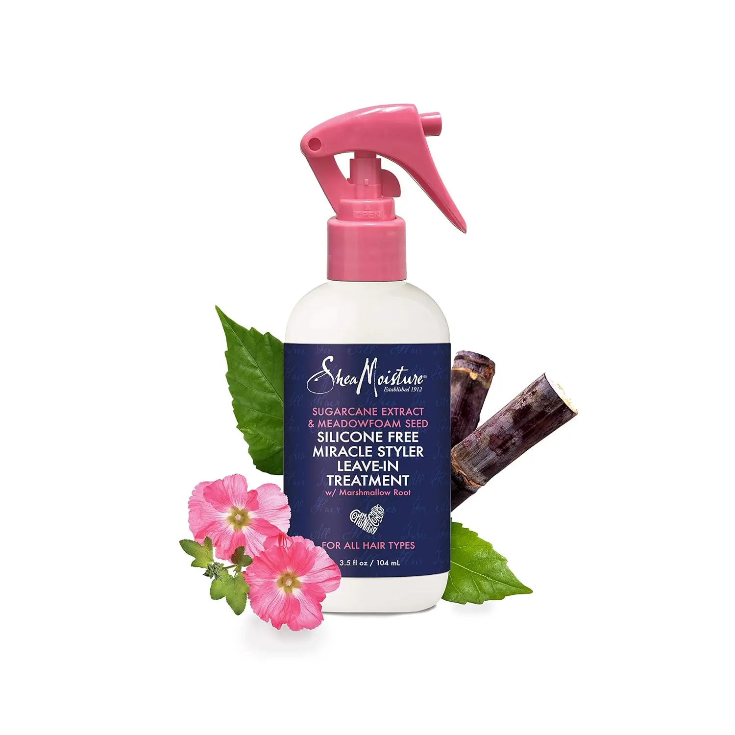 Travel size Shea Moisture leave-in hair treatment for shine and detangling, made with fair trade shea butter and free of sulfates, parabens and phthalates.