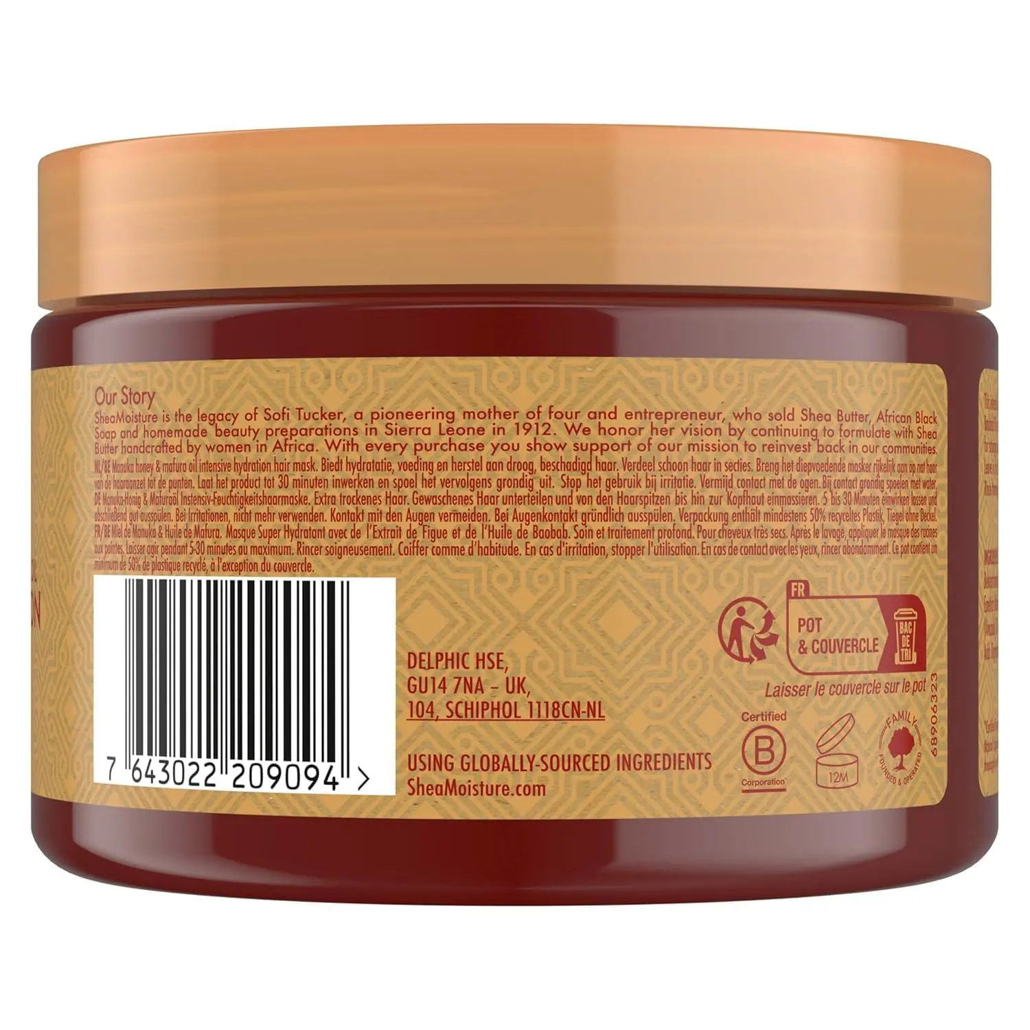 Shea Moisture Manuka Honey & Mafura Oil hair mask intensely hydrates and restores dry, damaged hair with a sulphate and silicone free formula.