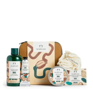 The Body Shop Shea Skincare Gift Set includes shea shower cream, body butter, hand balm, soap and a ramie lily, ideal to hydrate and nourish very dry skin.