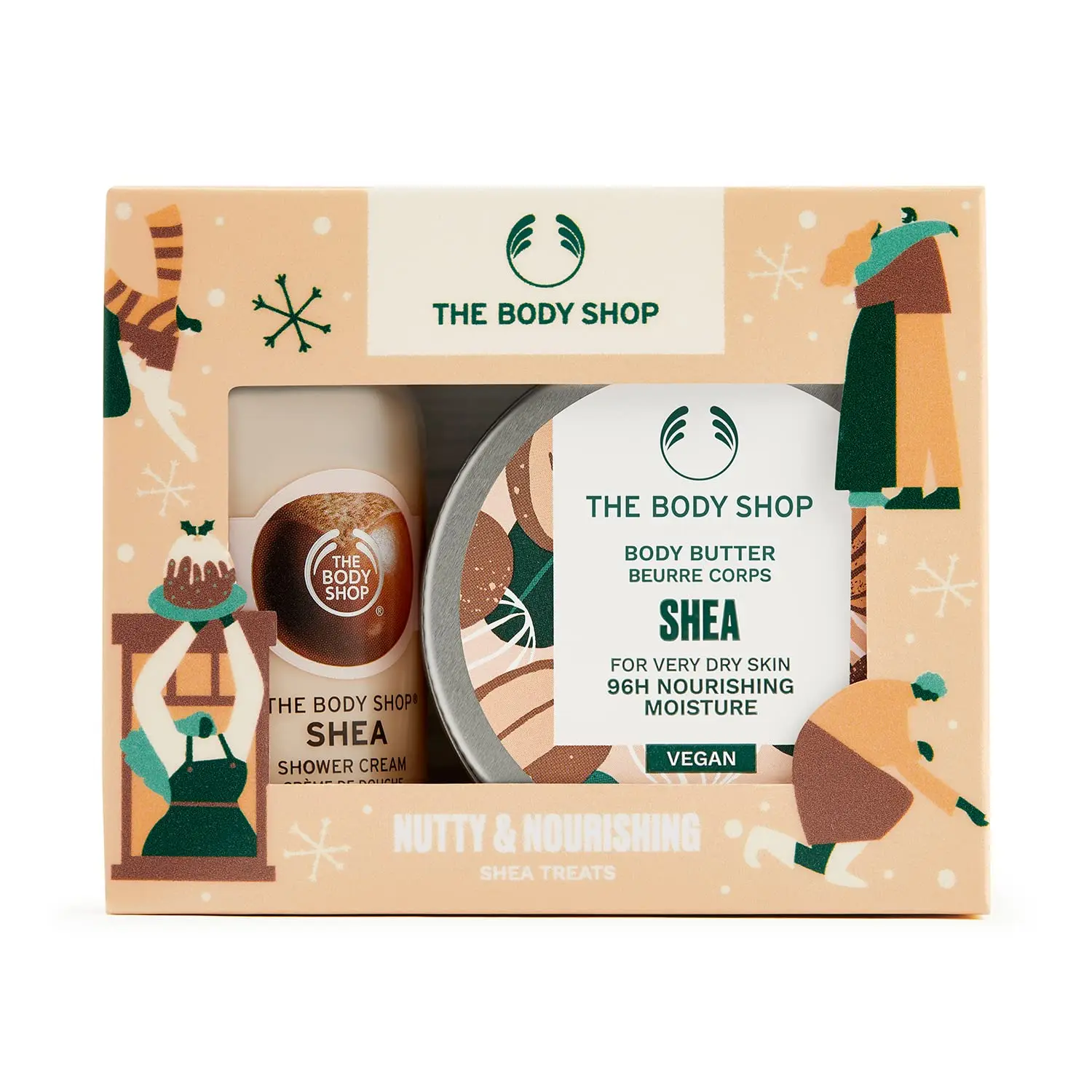 The Body Shop Shea Treats Gift Set provides hydration and nourishment for very dry skin, including a shower cream and body butter for a luxurious and moisturizing skincare experience.