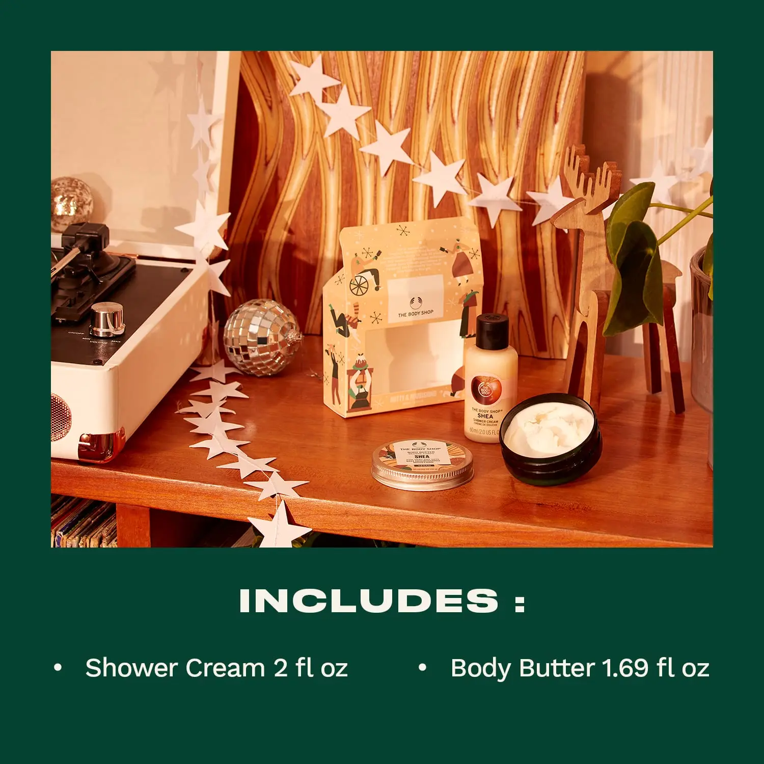 The Body Shop Shea Treats Gift Set provides hydration and nourishment for very dry skin, including a shower cream and body butter for a luxurious and moisturizing skincare experience.