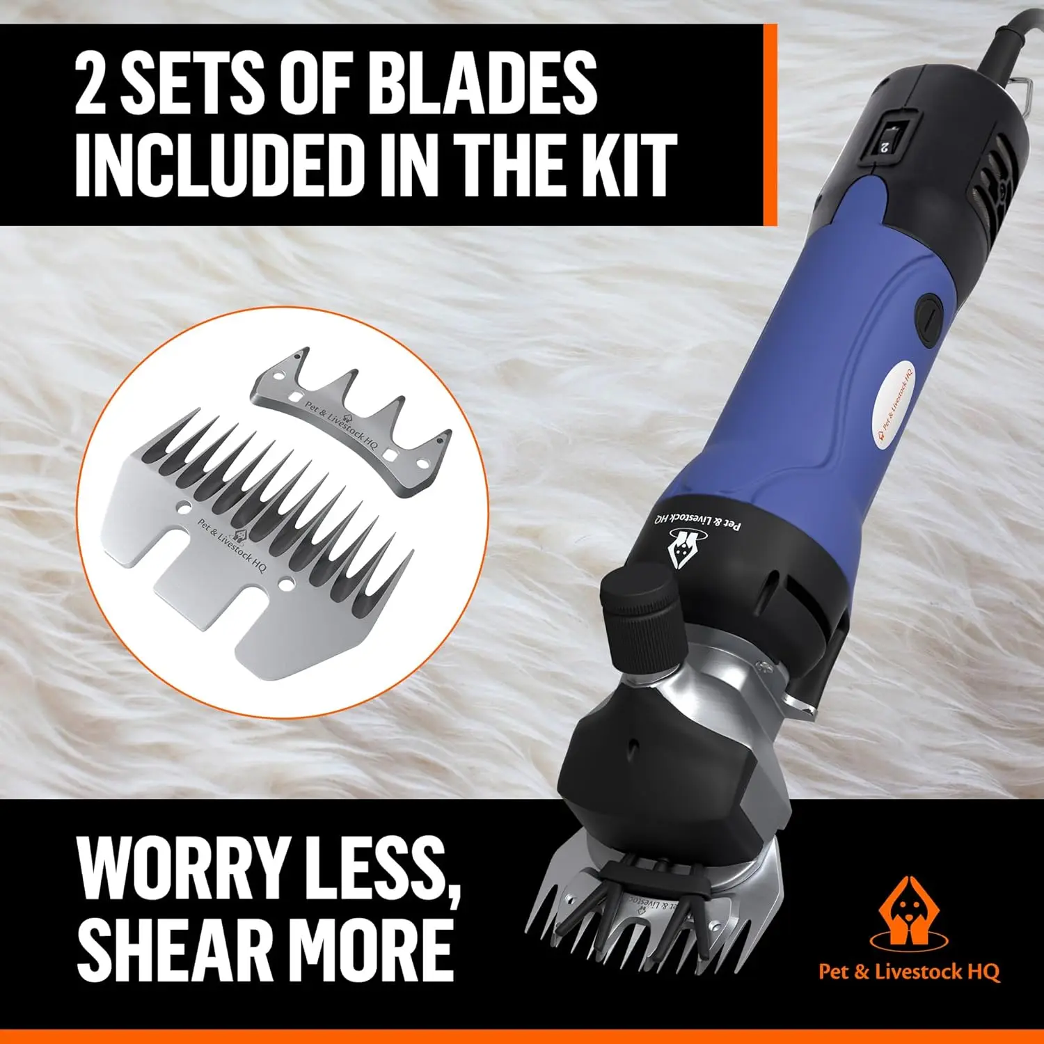Pet & Livestock HQ electric sheep shears efficiently groom sheep, goats, alpacas, llamas, and angora rabbits with its durable copper motor and sharp steel blades, all in a portable kit.