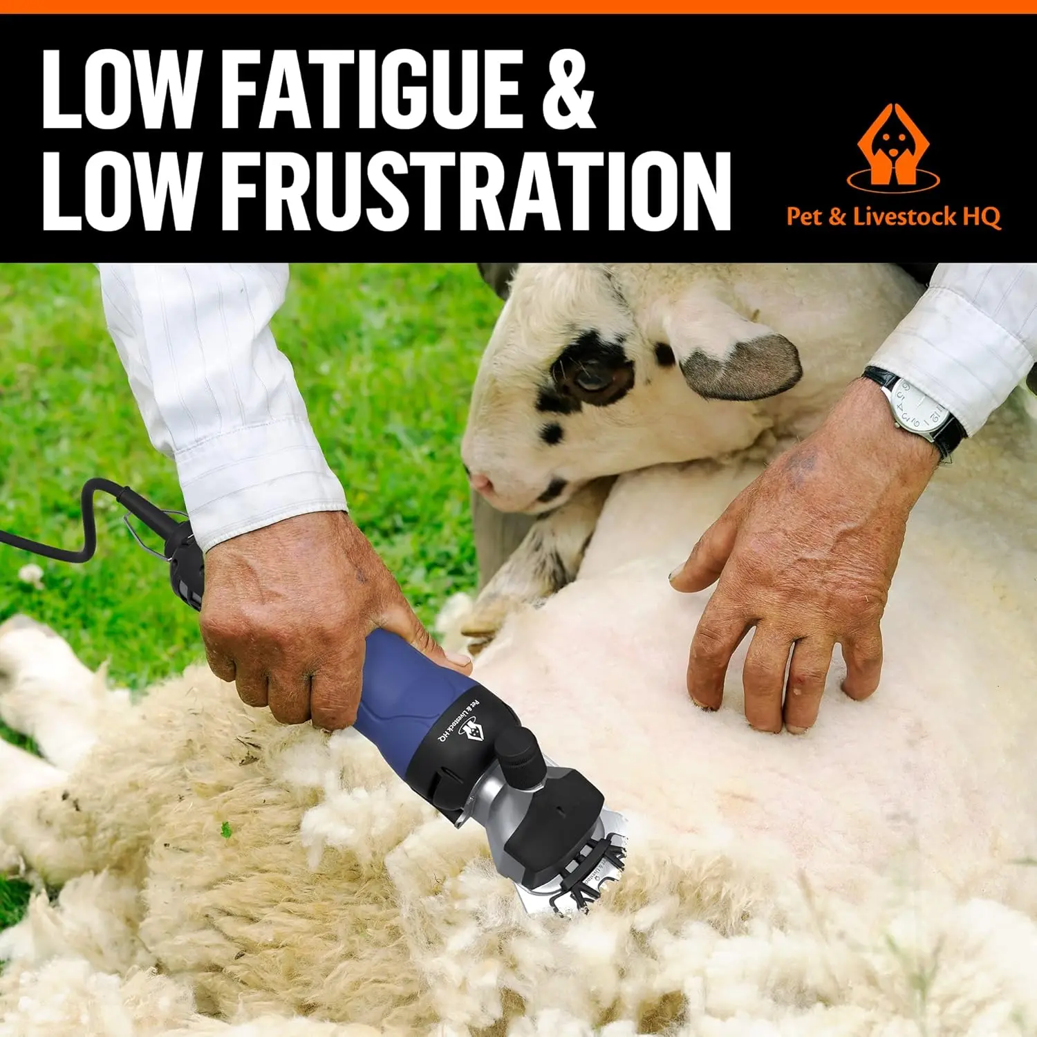 Pet & Livestock HQ electric sheep shears efficiently groom sheep, goats, alpacas, llamas, and angora rabbits with its durable copper motor and sharp steel blades, all in a portable kit.