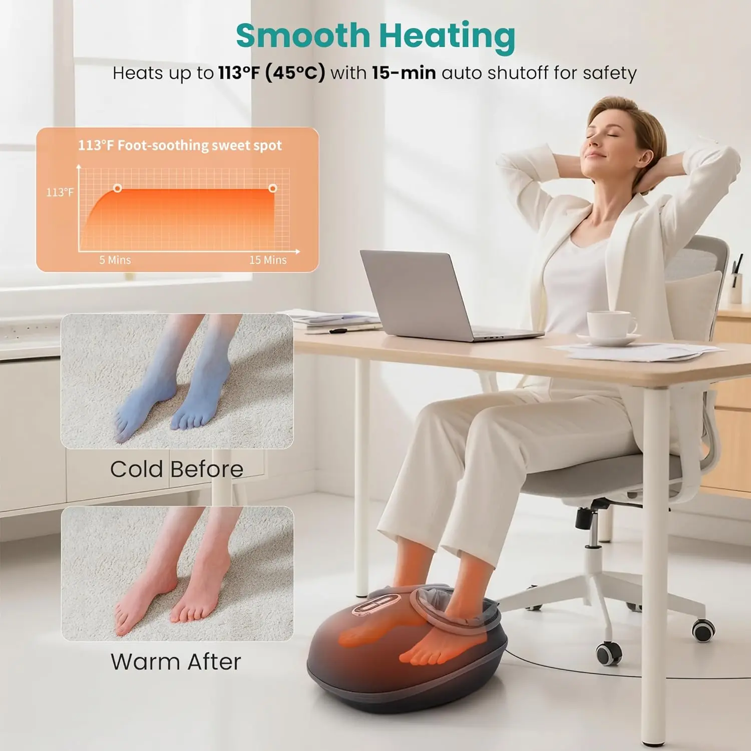 Gray Nekteck shiatsu foot massager machine with deep kneading and soothing heat to improve blood circulation and foot wellness.
