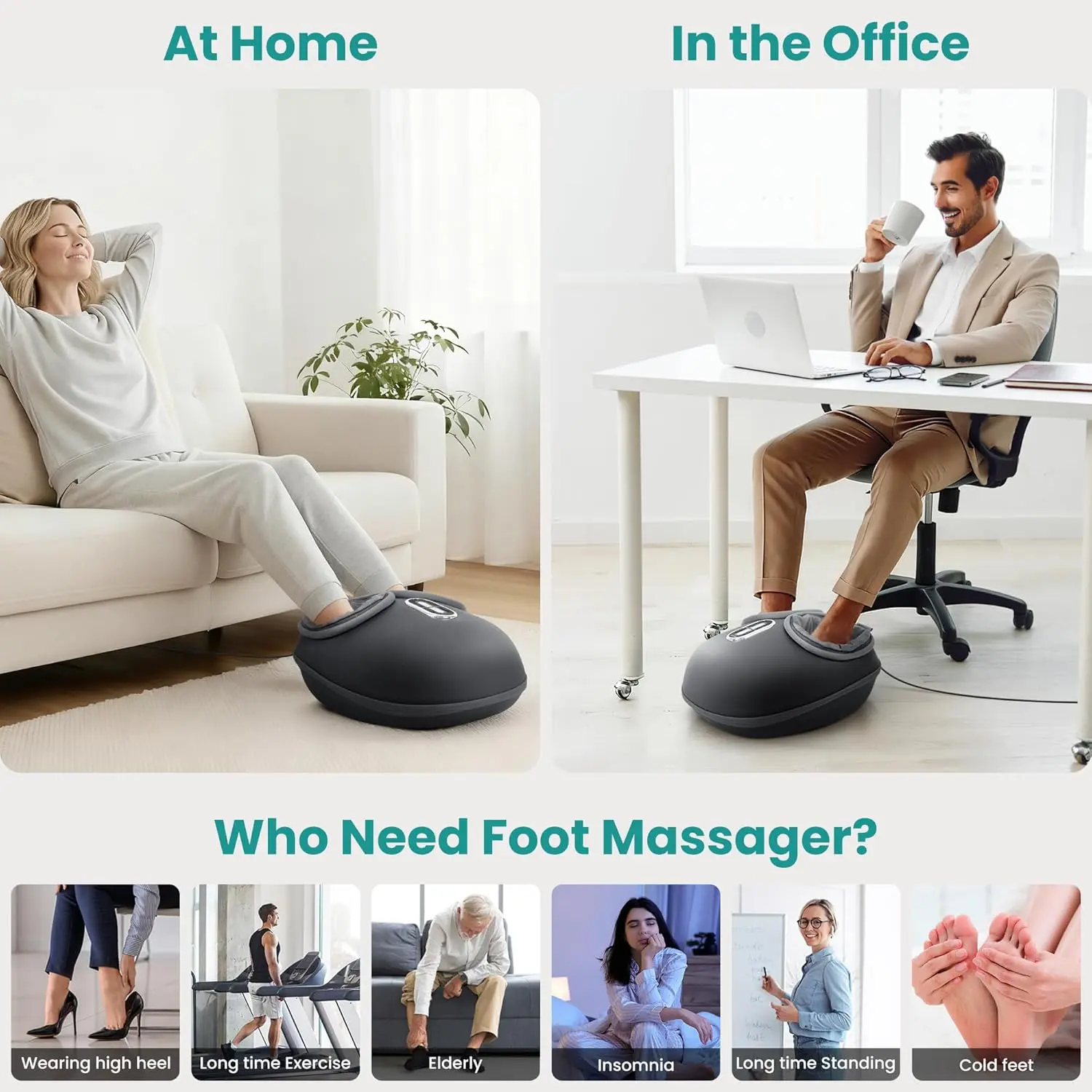 Gray Nekteck shiatsu foot massager machine with deep kneading and soothing heat to improve blood circulation and foot wellness.