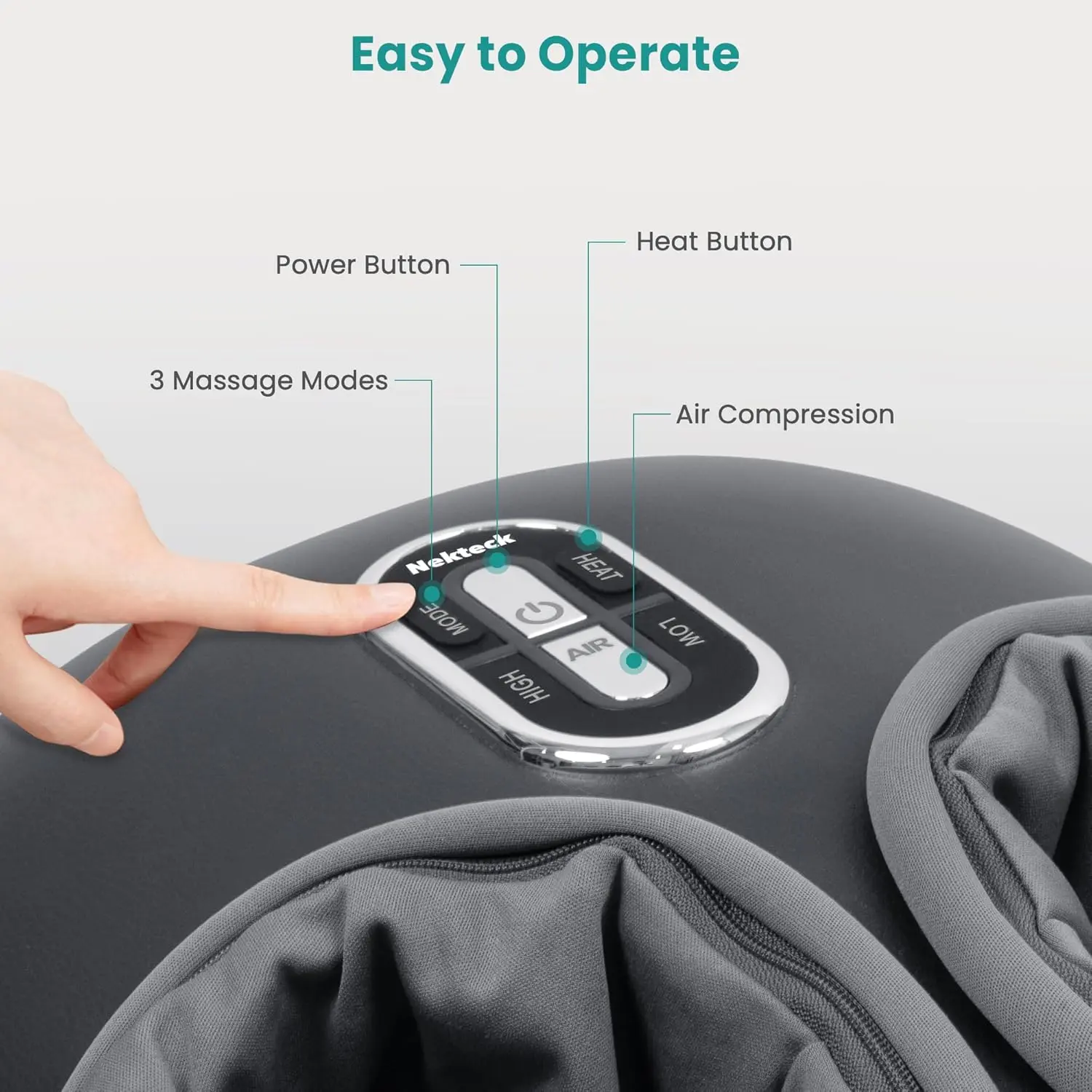 Gray Nekteck shiatsu foot massager machine with deep kneading and soothing heat to improve blood circulation and foot wellness.