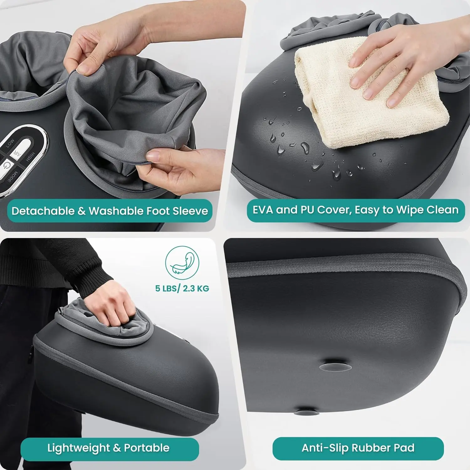 Gray Nekteck shiatsu foot massager machine with deep kneading and soothing heat to improve blood circulation and foot wellness.