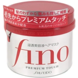 Shiseido Fino Premium Touch hair mask from Japan, a deep conditioning treatment with six essence ingredients to repair and moisturize damaged hair, leaving it smooth and healthy.