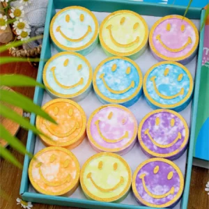 This set of twelve aromatherapy shower steamers for women includes a variety of scents like lavender, lemon, vanilla, rosemary, ocean, and rose, beautifully gift-packed for stress relief and aromatherapy.