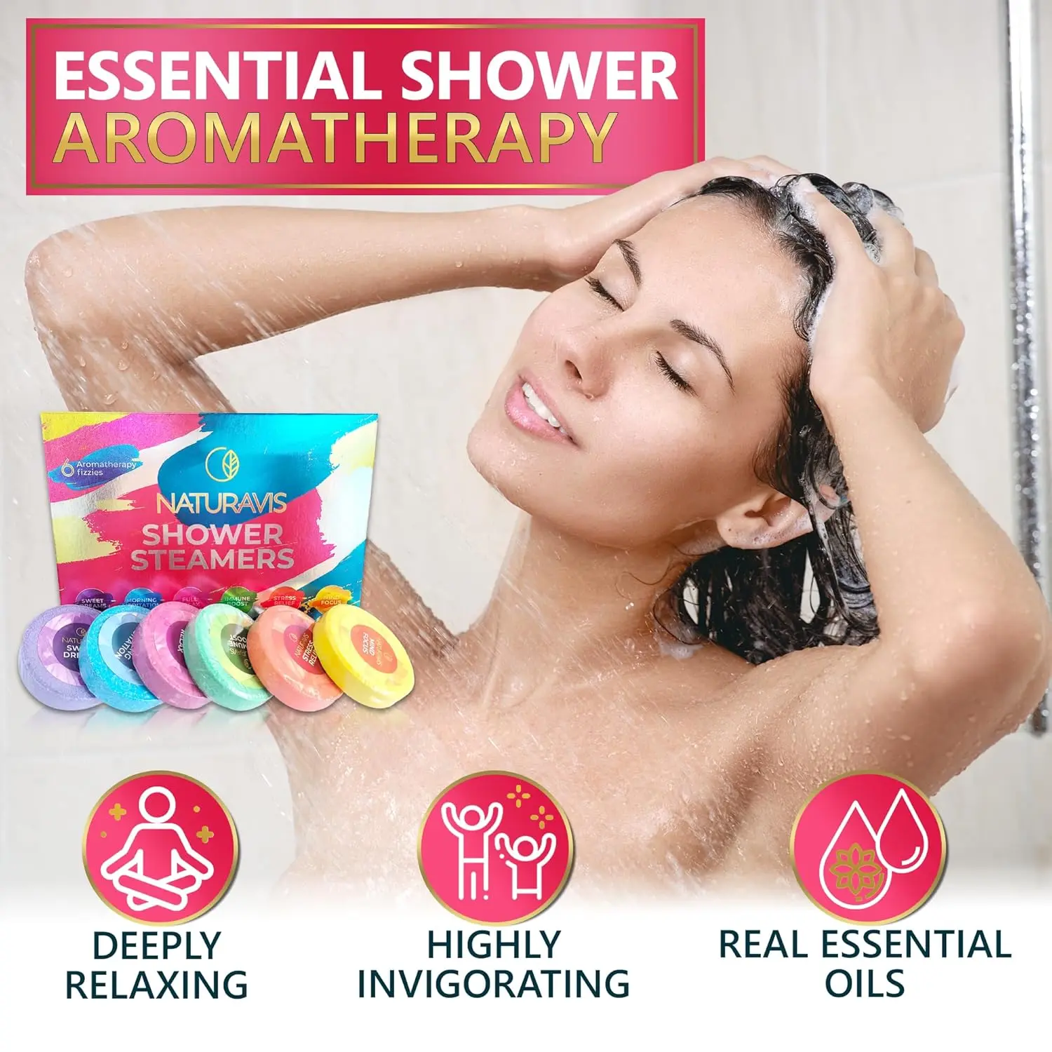 This shower aromatherapy set for women offers a relaxing spa experience with essential oils, perfect for stress relief and self-care.
