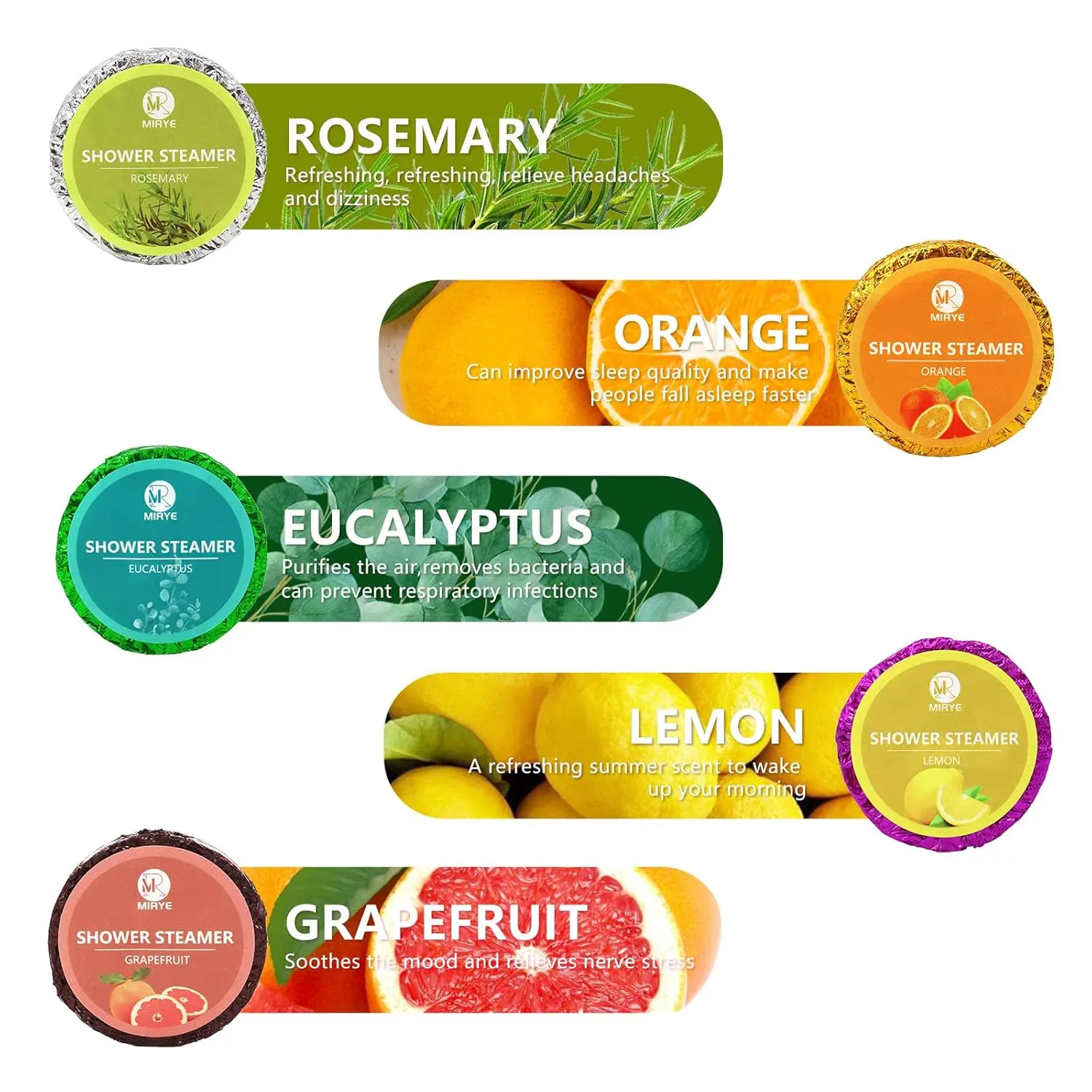 This aromatherapy shower steamers gift set includes 40 individually wrapped shower bombs in 10 unique essential oil scents to help you relax and relieve stress.