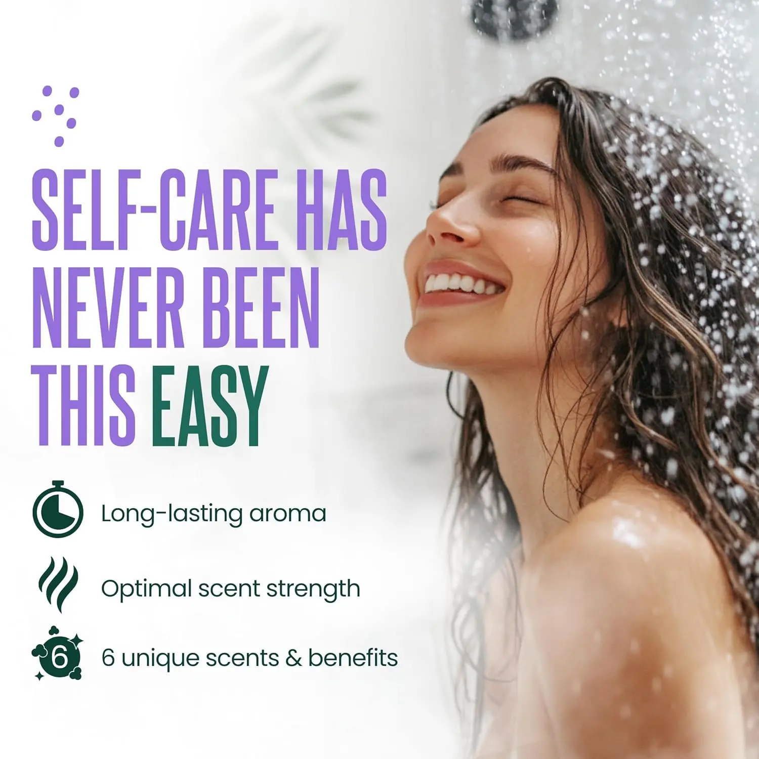 This set of 18 shower steamers offers a home spa aromatherapy experience with six different essential oil-infused scents for relaxation and energy.