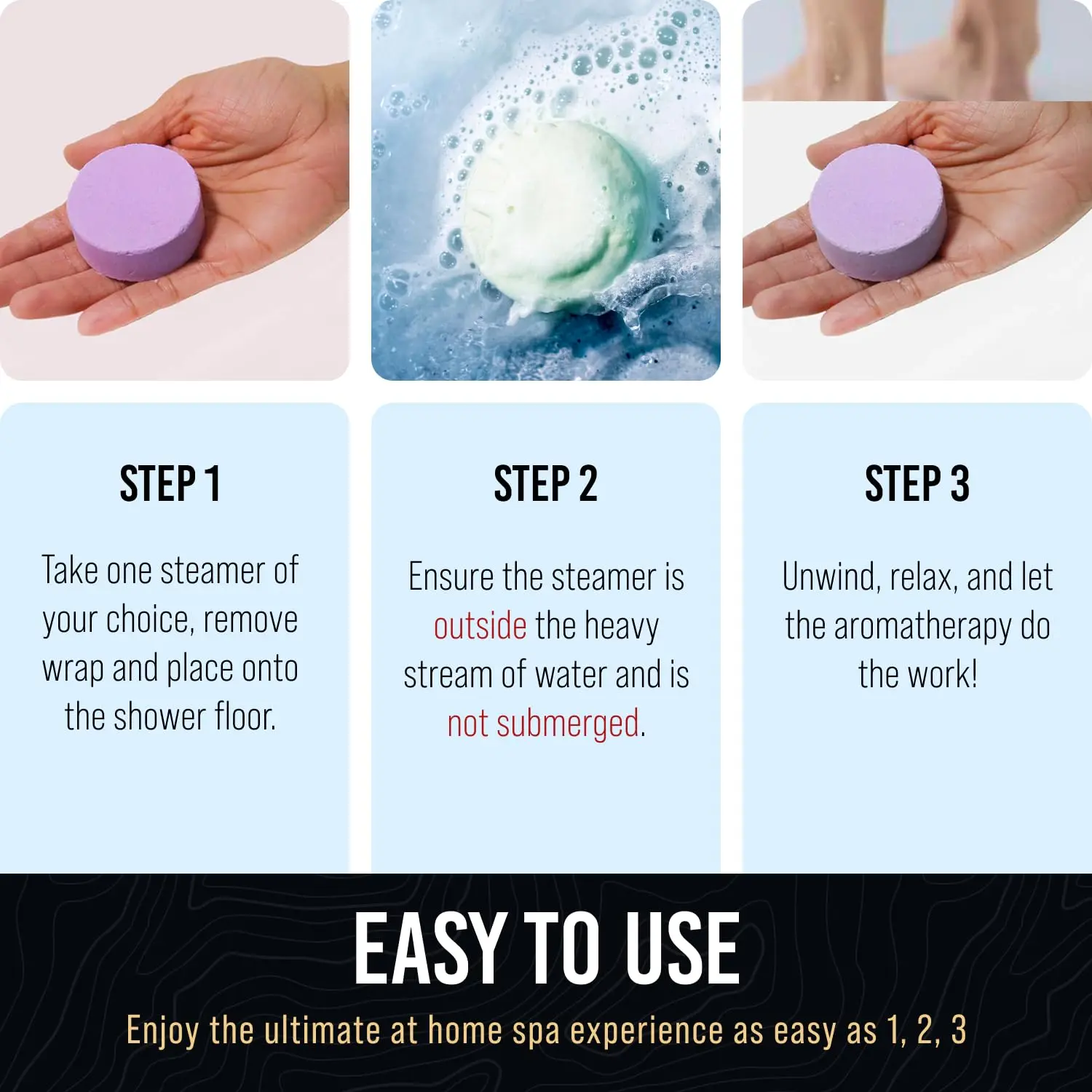 This aromatherapy shower steamers set includes ten shower bombs with essential oils for a relaxing at-home spa experience.