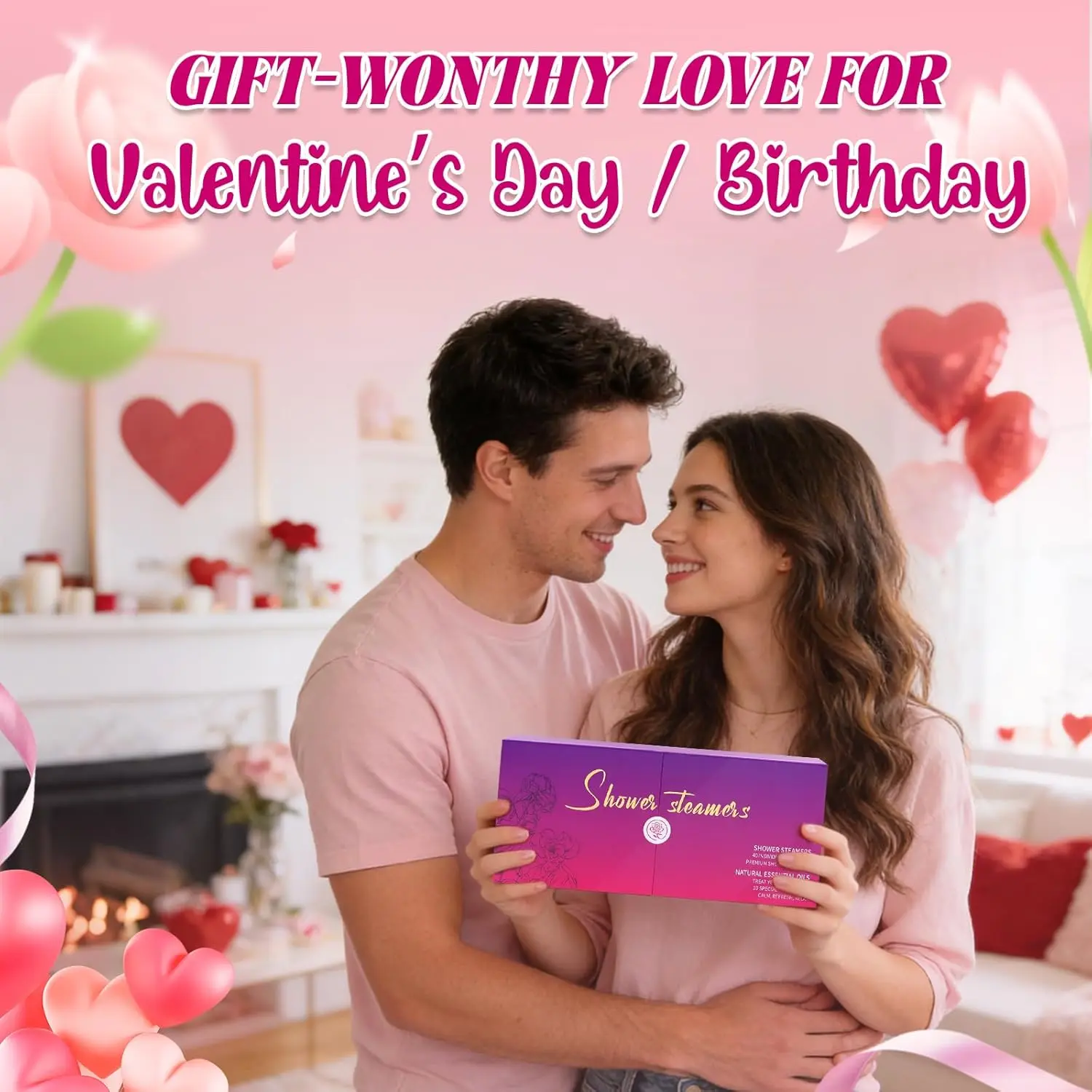 This aromatherapy shower steamers gift set includes 40 individually wrapped shower bombs in 10 unique essential oil scents to help you relax and relieve stress.