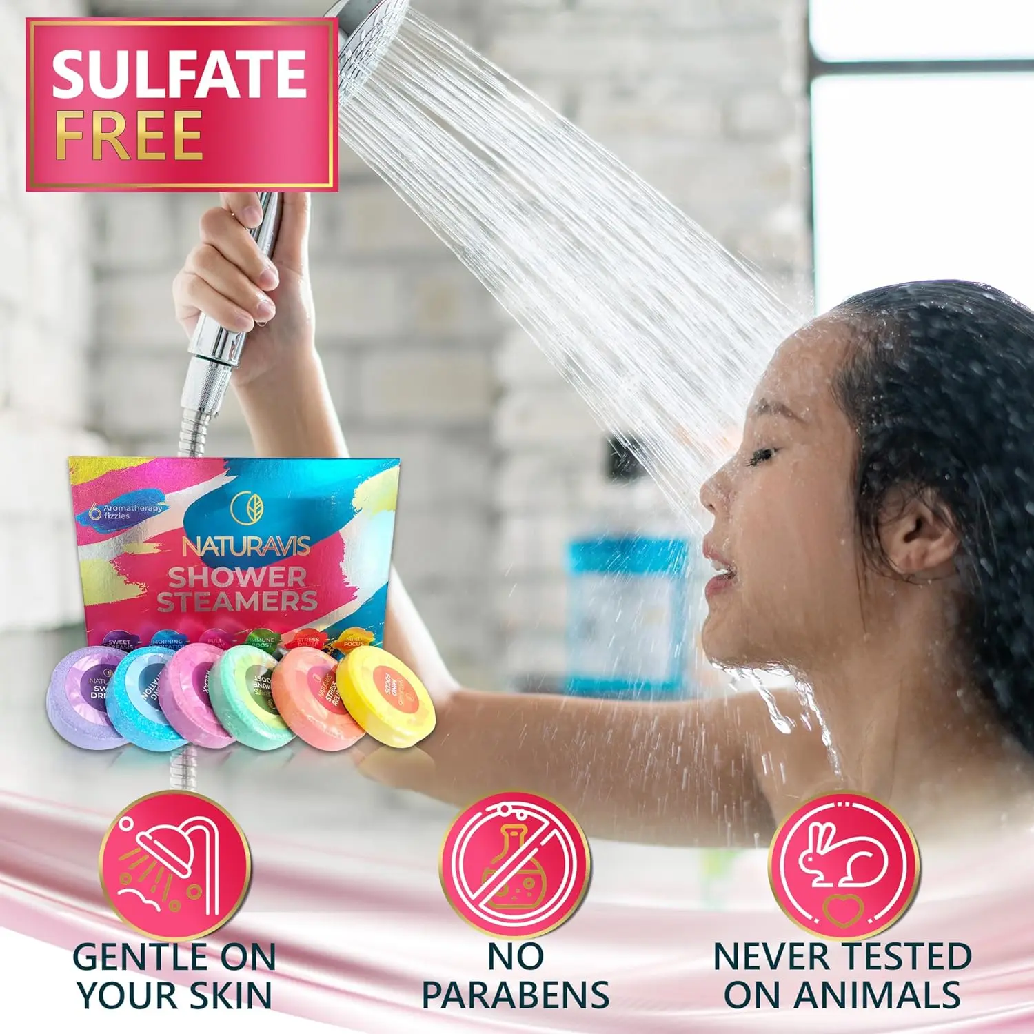 This shower aromatherapy set for women offers a relaxing spa experience with essential oils, perfect for stress relief and self-care.