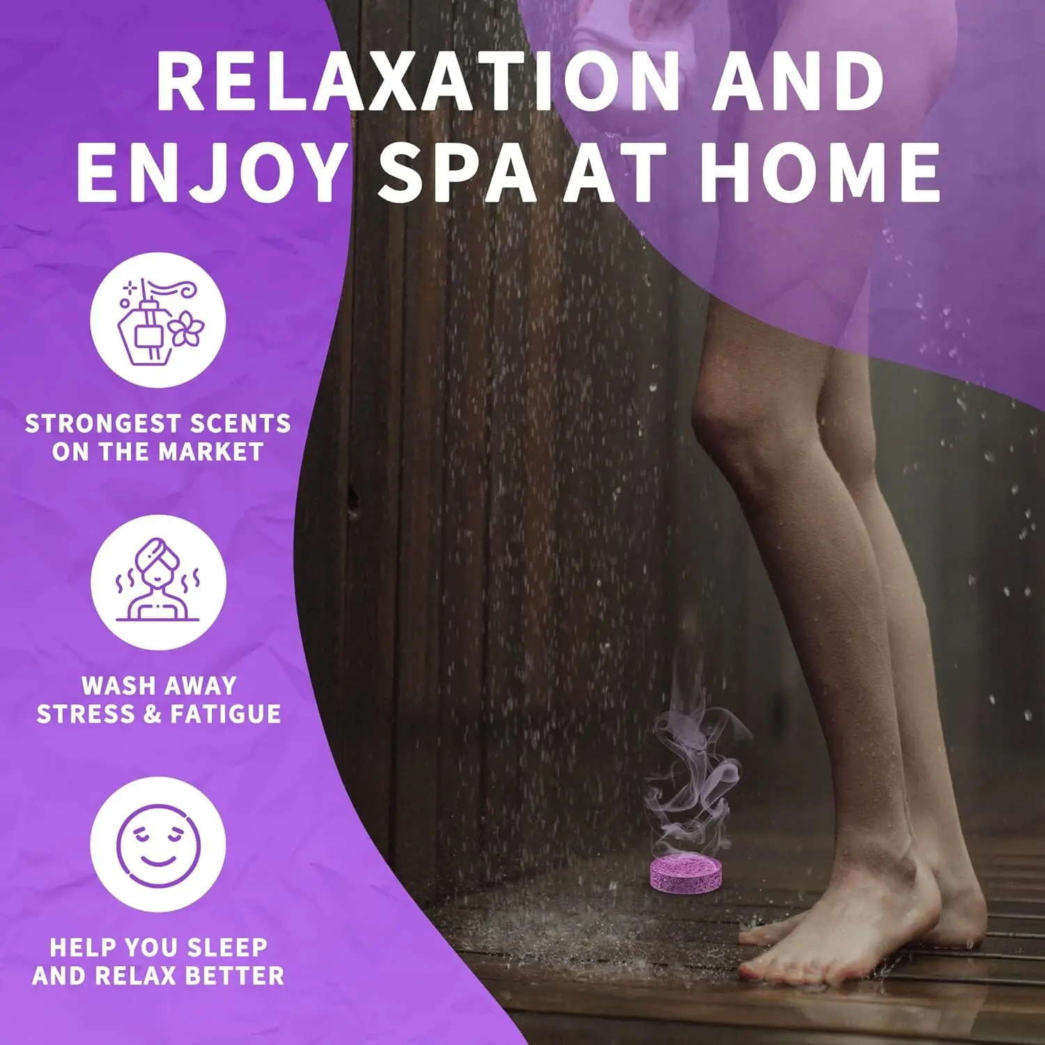 This aromatherapy shower steamer gift set includes eight bath bombs with essential oils for a relaxing home spa experience.