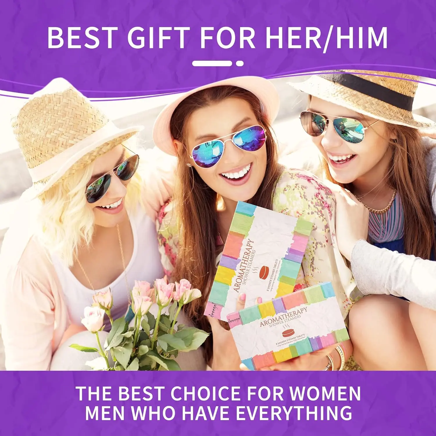 This aromatherapy shower steamer gift set includes eight bath bombs with essential oils for a relaxing home spa experience.