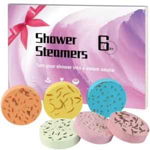 This aromatherapy shower steamer set offers a relaxing spa experience with essential oils like eucalyptus, perfect as a self-care gift for women and men.