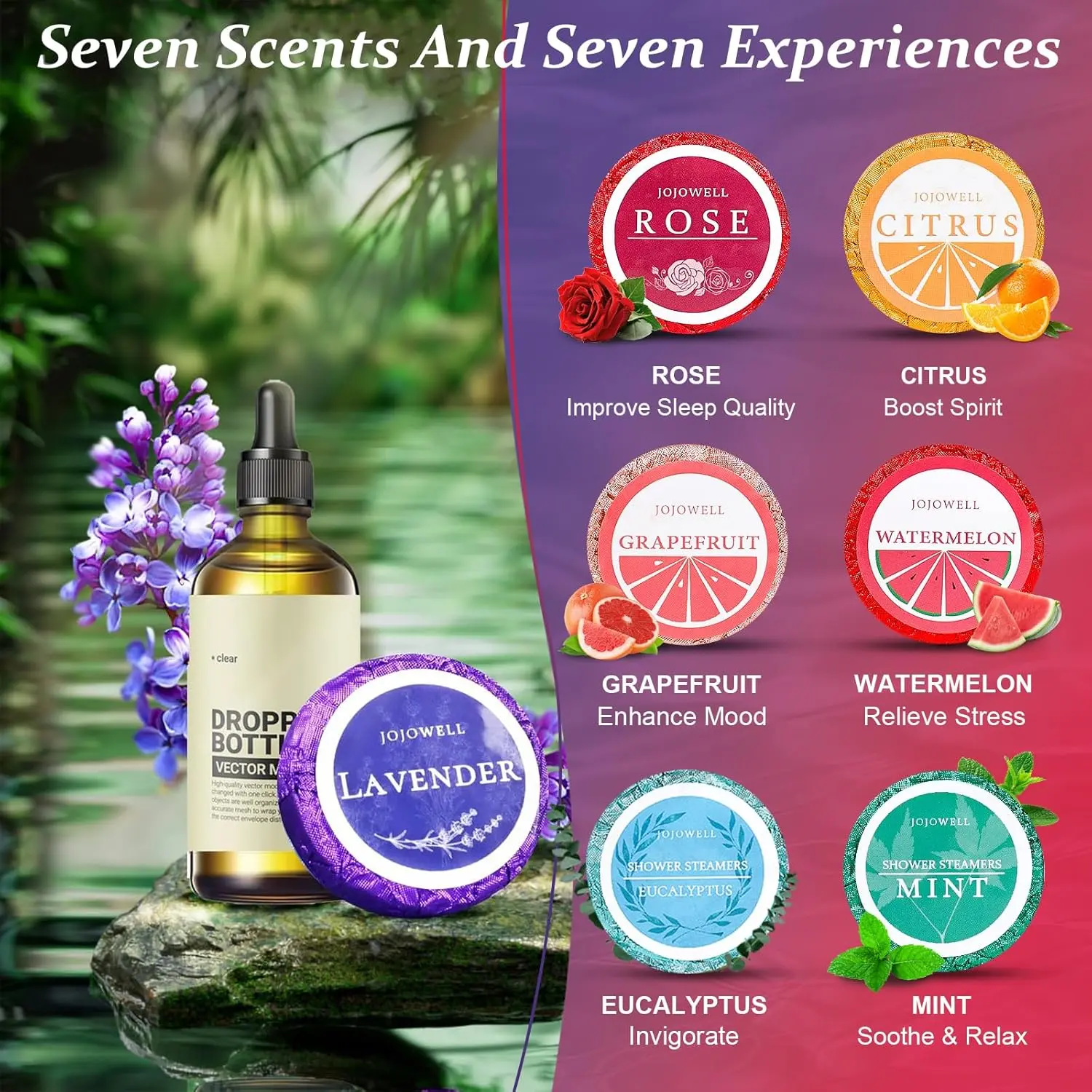 Indulge in a luxurious home spa experience with JoJowell aromatherapy shower steamers, infused with natural essential oils for relaxation and stress relief, the perfect self-care gift for women.