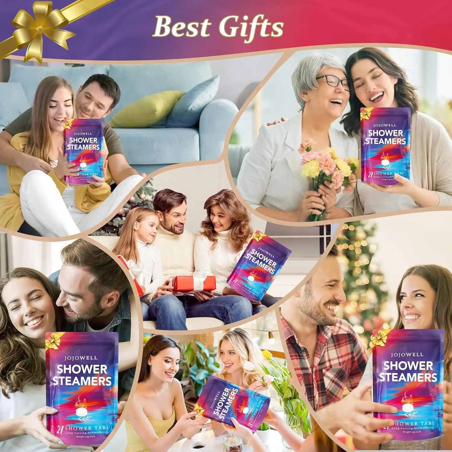 Indulge in a luxurious home spa experience with JoJowell aromatherapy shower steamers, infused with natural essential oils for relaxation and stress relief, the perfect self-care gift for women.