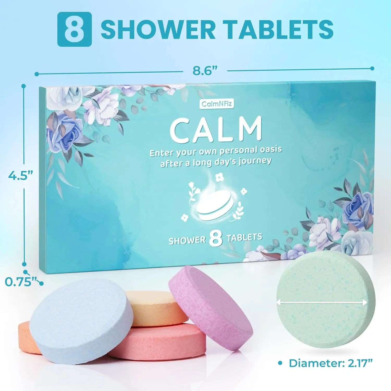 Aromatherapy shower steamers gift set provides relaxation with calming fragrances in a beautifully packaged box.