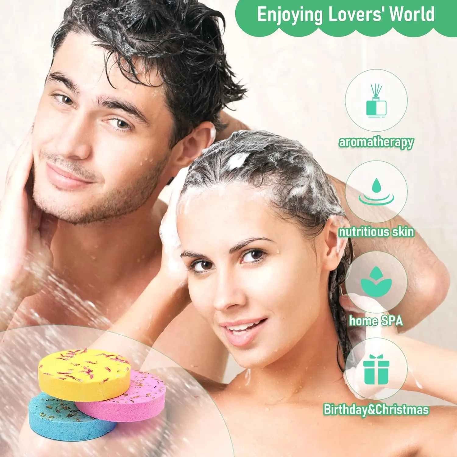 This aromatherapy shower steamers gift set features eight bath bombs with natural essential oils for a relaxing home spa experience and soul relaxation, making it a perfect gift for any occasion and anyone.
