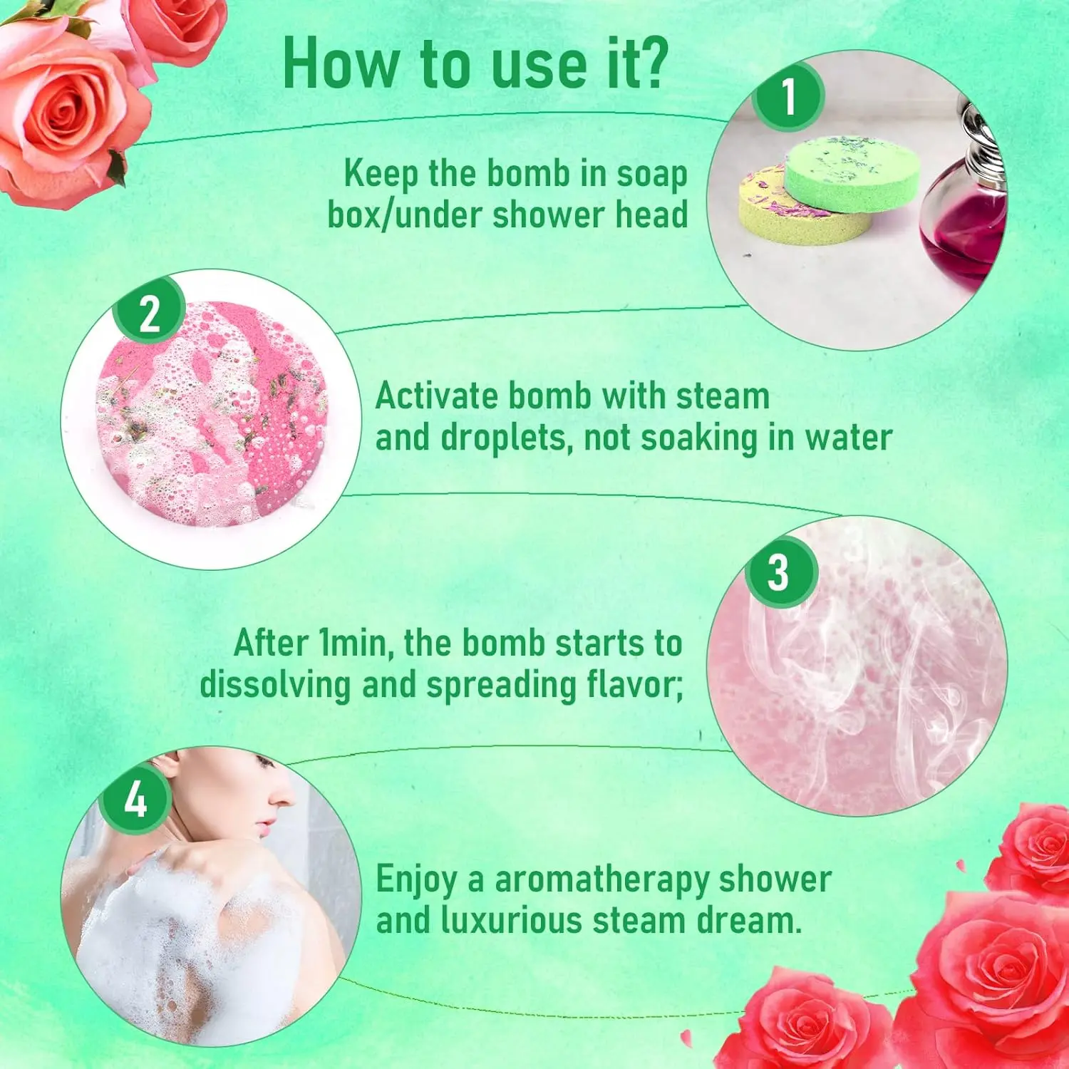 This aromatherapy shower steamers gift set features eight bath bombs with natural essential oils for a relaxing home spa experience and soul relaxation, making it a perfect gift for any occasion and anyone.